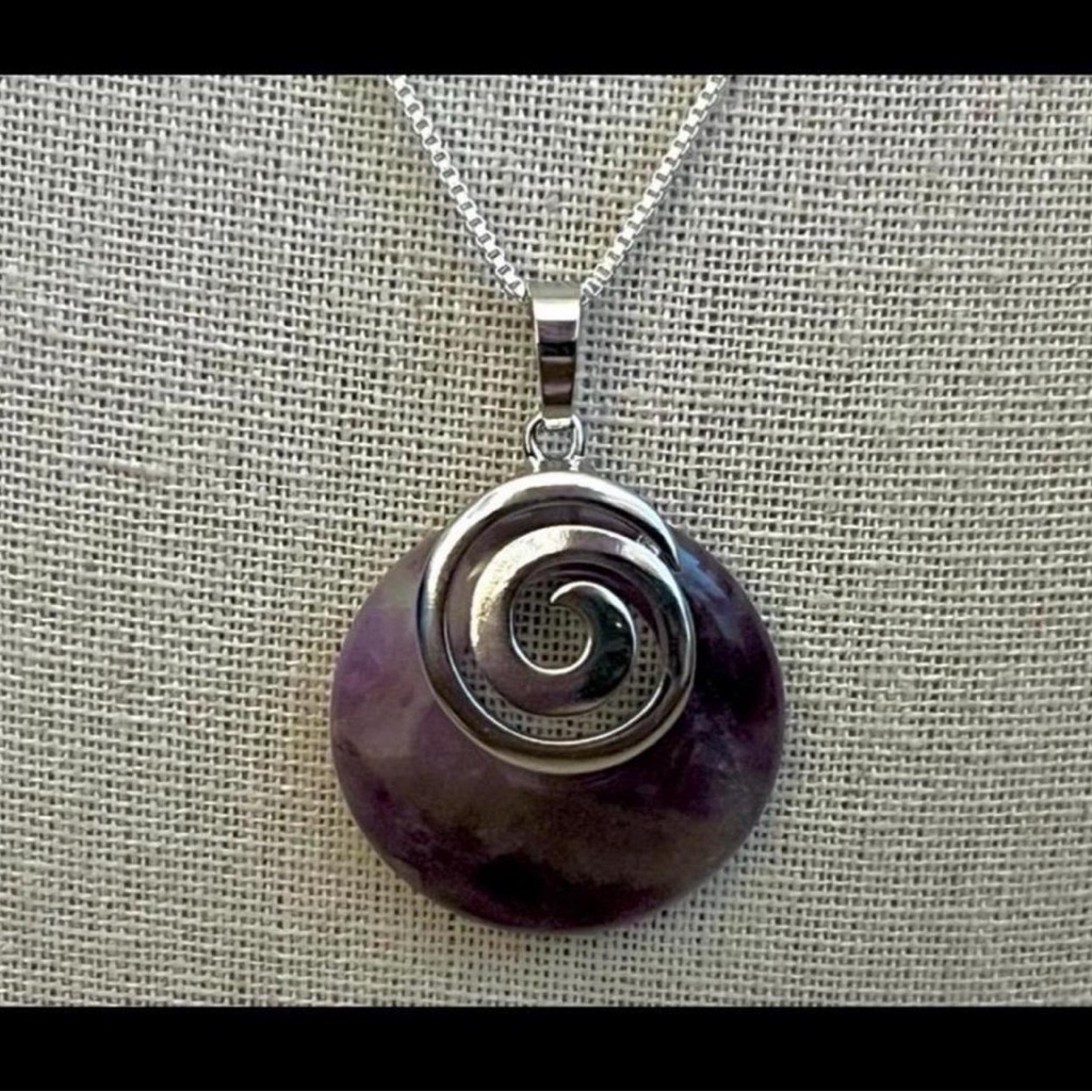 New Pretty Amethyst Spiral Pendant On 925 Silver Chain Necklace 16$